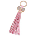 Promotional Gift crystal Cute butterfly Tassel Keyrings For Women Bag charm